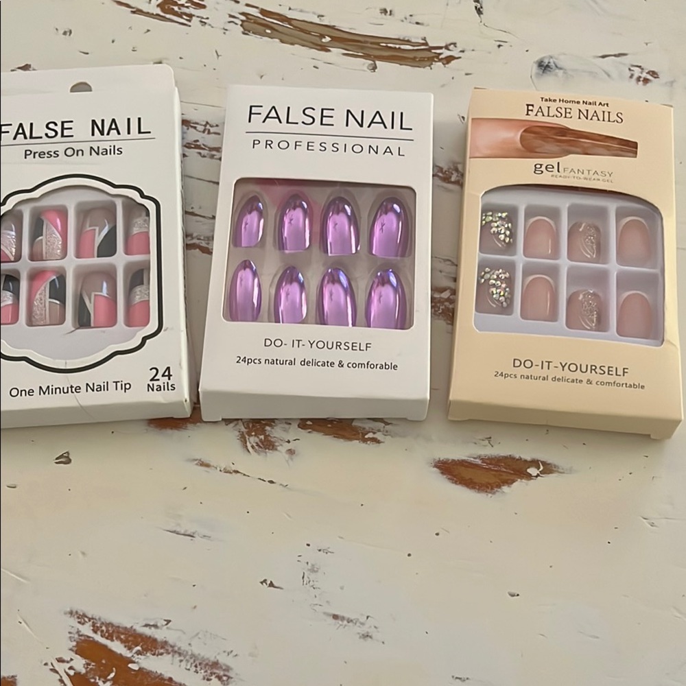 False Nail Set - Pink and Purple